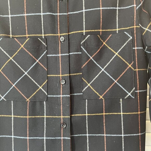 Pendleton buttondown XS black plaid women oversized flannel - Picture 2 of 11